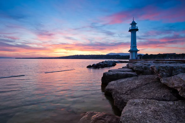 ジュネーブ湖の灯台 — ストック写真
