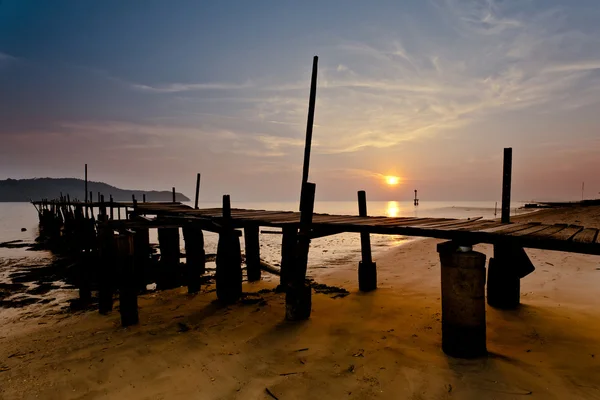 A fishermen jetty with sunset — Stock Photo, Image