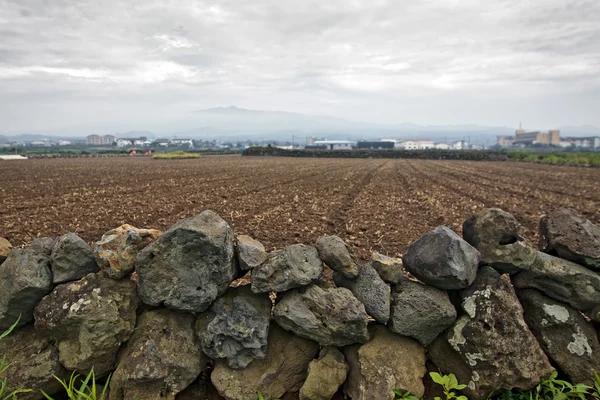 Droge stenen muur in Koreaanse platteland — Stockfoto