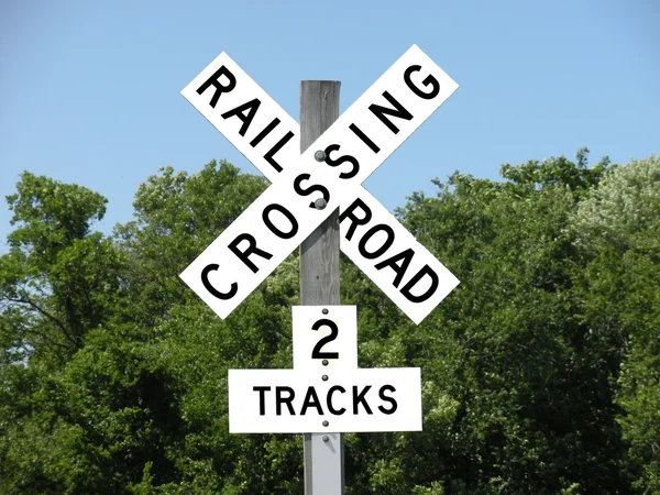 Stock image Rail Road Crossing 2 tracks Sign