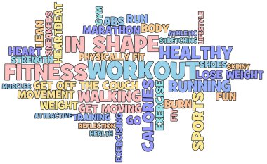 Fitness word cloud clipart