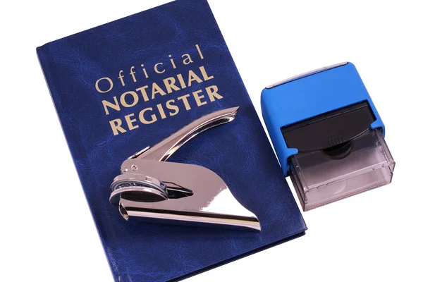 Notaris register printer en stempel — Stockfoto
