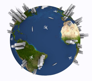 Earth with cities clipart