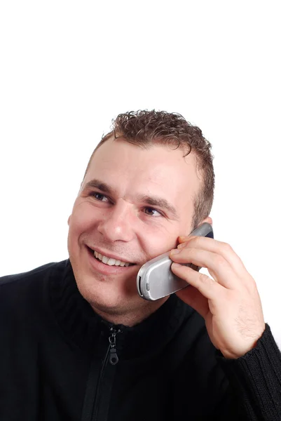 Człowiek mówić na jego telefon komórkowy — Zdjęcie stockowe