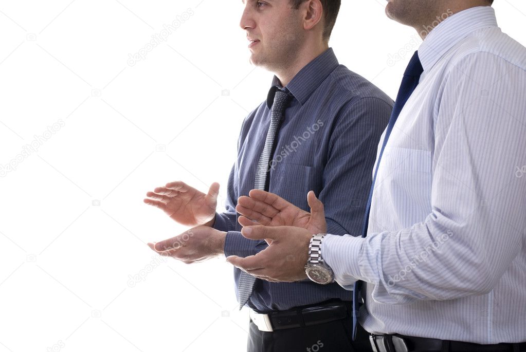 Businessmen clapping