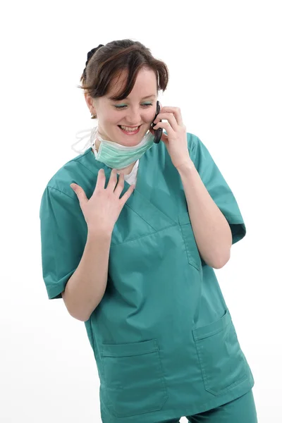 Doctor talking on mobile — Stock Photo, Image