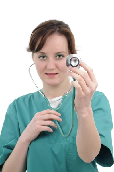 Arts werkzaam met stethoscoop — Stockfoto