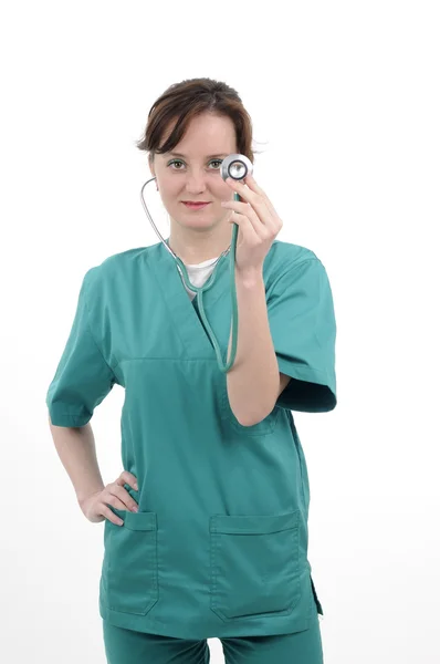 Arts werkzaam met stethoscoop — Stockfoto
