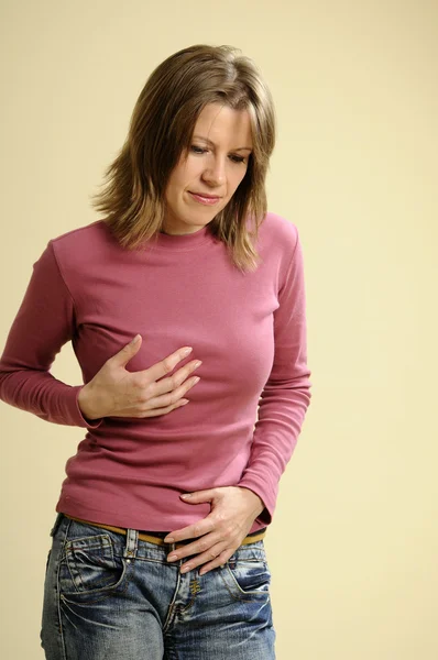 Woman having breast crisis — Stock Photo, Image