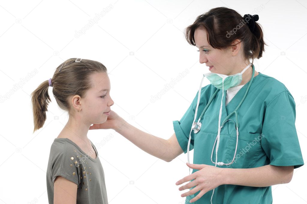 Doctor treating schoolgirl