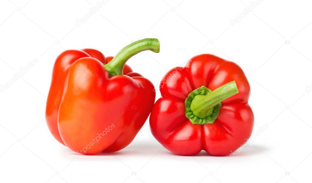 Two red fresh peppers