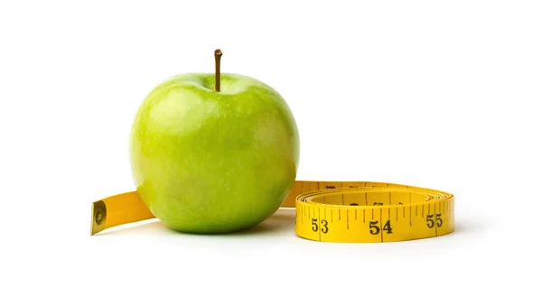 绿色苹果和测量带 — 图库照片