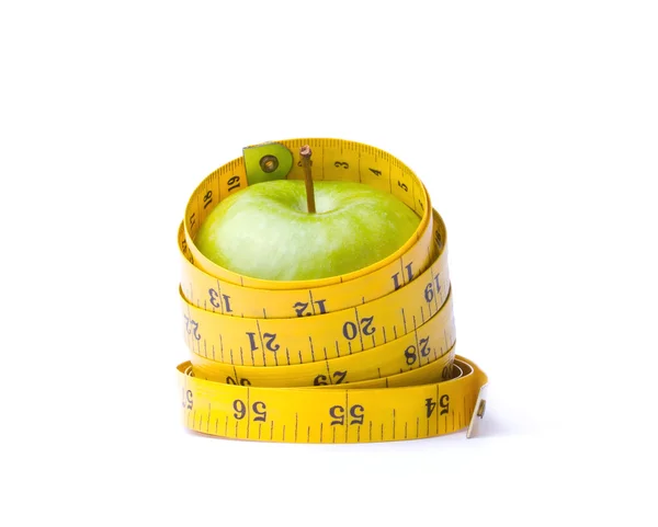 Green apple and measuring tape 4 — Stock Photo, Image