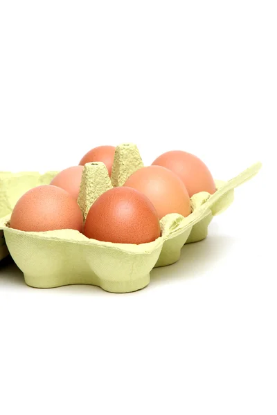 Schachtel mit frischen Eiern — Stockfoto