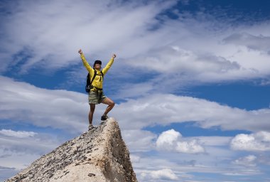 Hiker on the summit. clipart