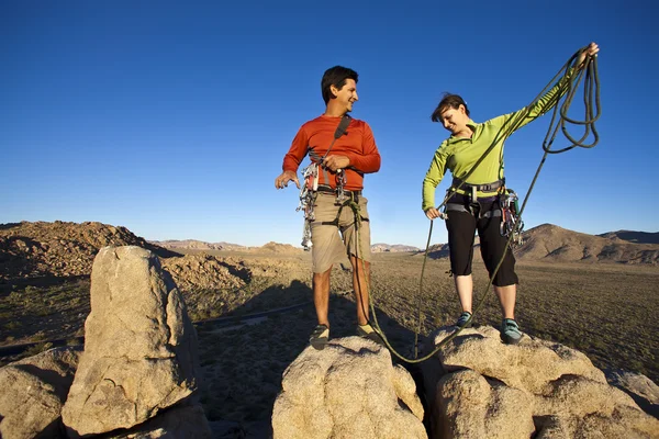 Equipe de alpinistas no cume . — Fotografia de Stock