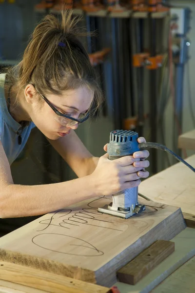 Young woman cabinet making. — Stock Photo, Image