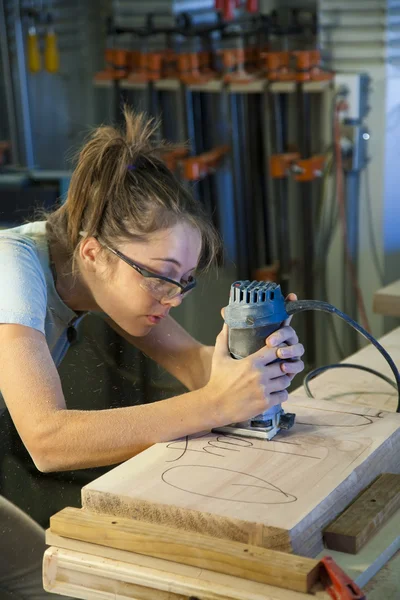 Young woman cabinet making. — Stock Photo, Image