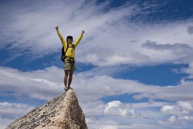 Hiker on the summit. clipart