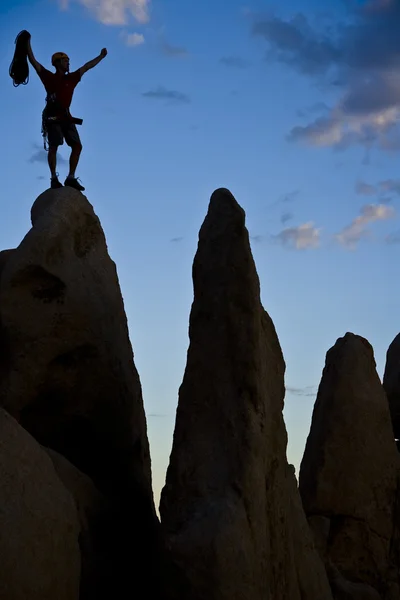 stock image Rock climber on the summit.