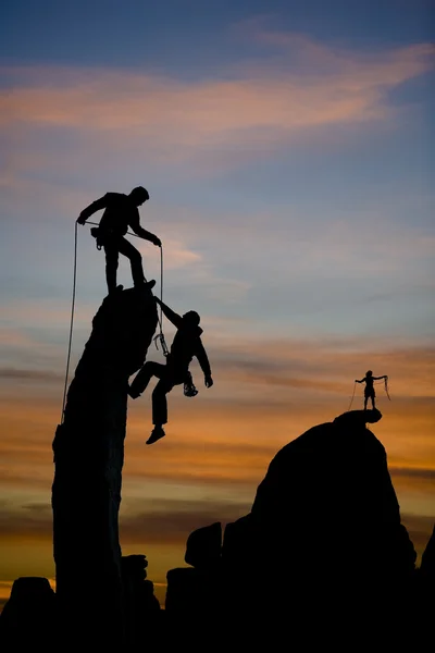 Team of climbers on the summit. — Stock Photo, Image