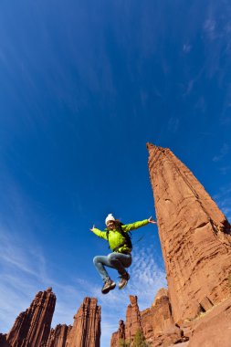 Hiker on the summit. clipart