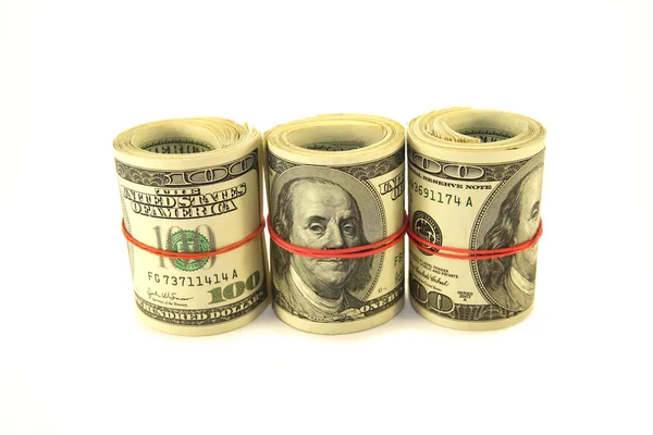 Рулоны долларов — стоковое фото