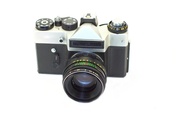 孤立在白色背景上的旧相机 — 图库照片