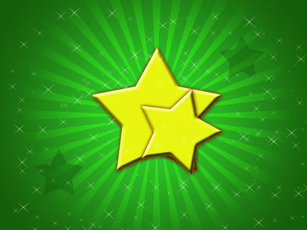 Estrelas amarelas e fundo verde — Fotografia de Stock