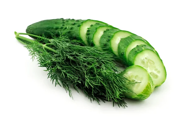 Sliced cucumber and dill — Stock Photo, Image