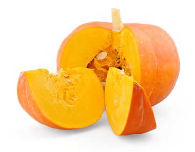 Fresh pumpkin and two slices clipart