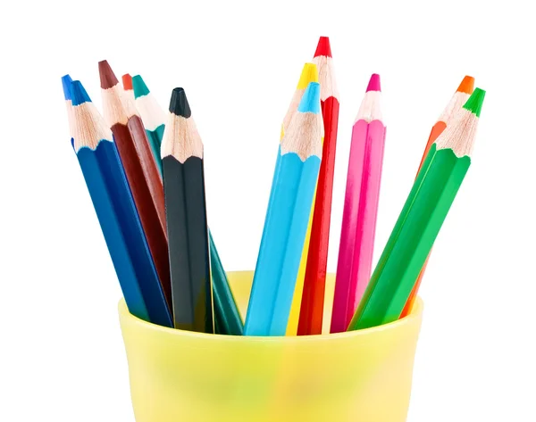 Multicolor pencils in jar close-up — Stock Photo, Image
