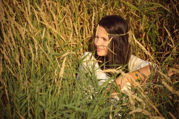 Descansando hippie menina — Fotografia de Stock