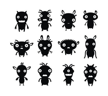 Pets 6 black on white set clipart