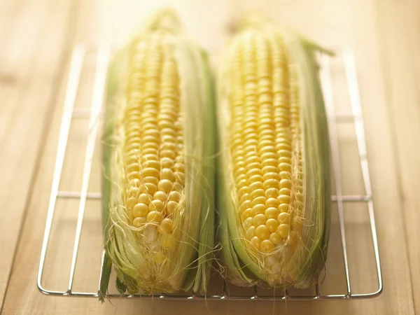 Kukurydza na stole w kuchni — Zdjęcie stockowe