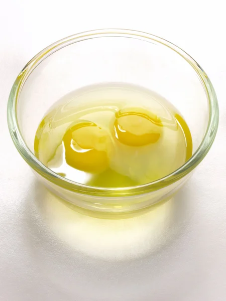 Raw eggs in a bowl — Stock Photo, Image