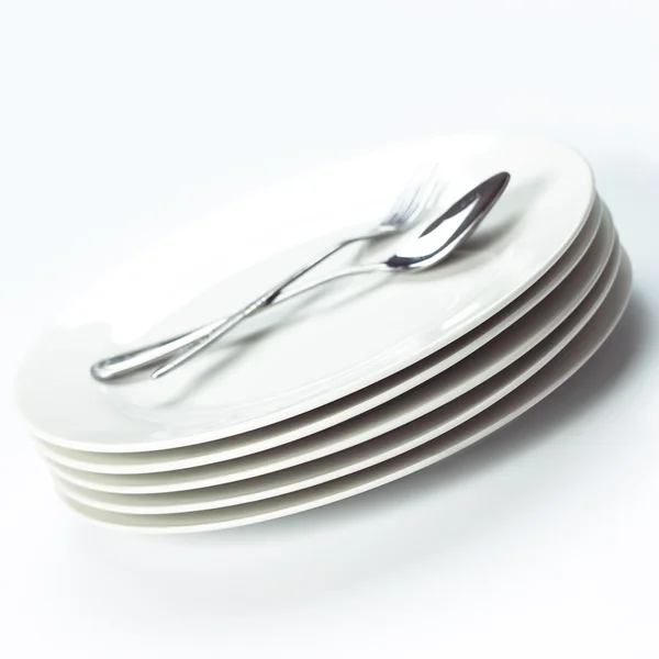 Стек обідніх тарілок — стокове фото