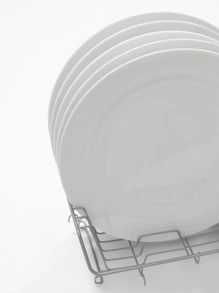 Стопка белых столовых тарелок — стоковое фото