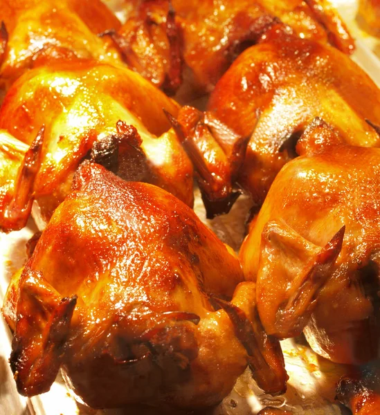 stock image Tray of roast chicken