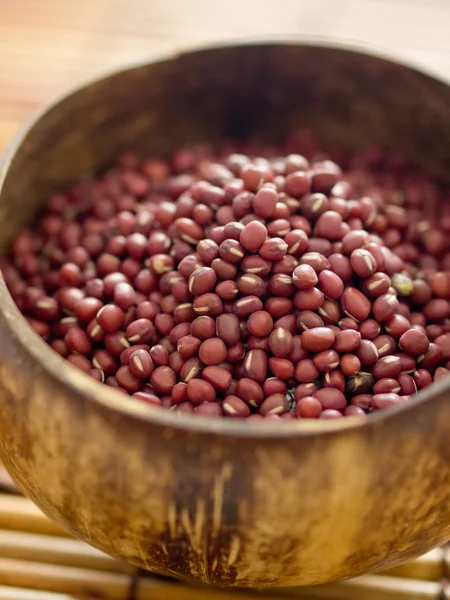 Bowl of red mung beans — Stock Photo, Image