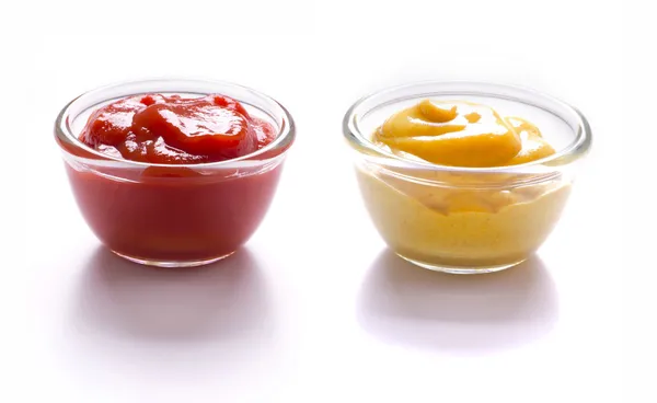 Ketchup de tomate y mostaza — Foto de Stock