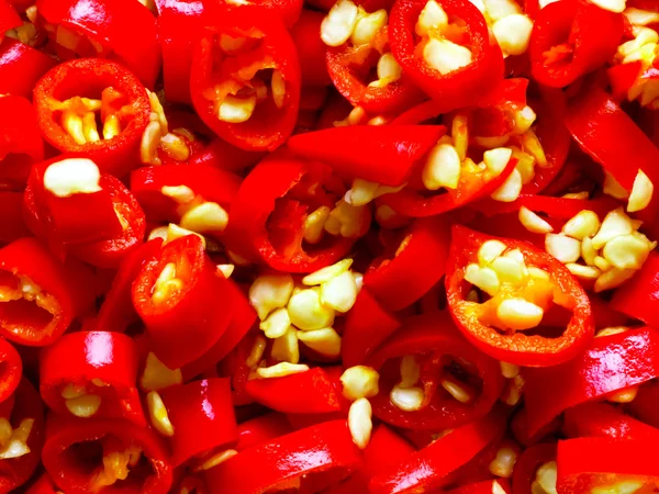 Nasekané červené papriky — Stock fotografie