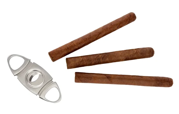 Guillotine Zigarre und Zigarre auf weißem Hintergrund — Stockfoto