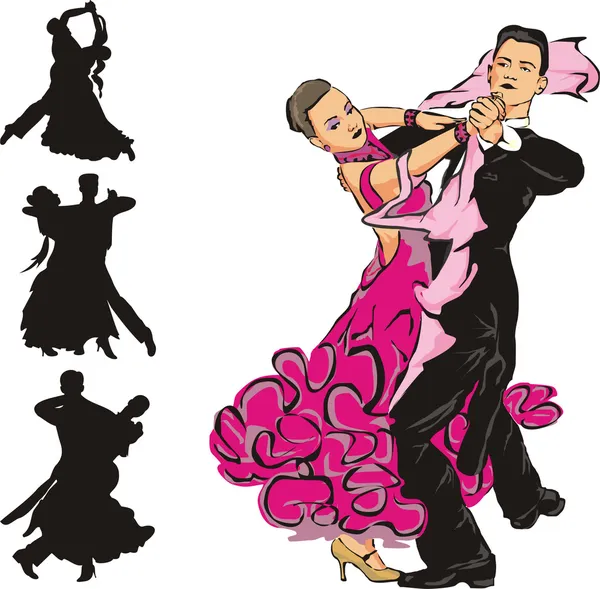 Pareja de baile - competiciones de baile — Archivo Imágenes Vectoriales
