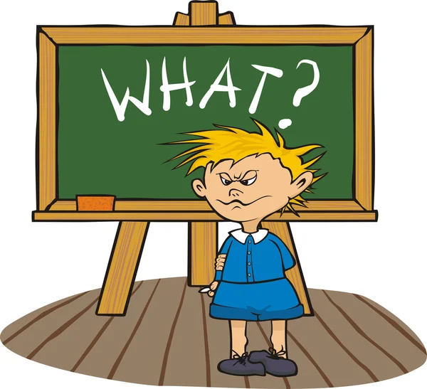 Student at the chalkboard — Stock Vector
