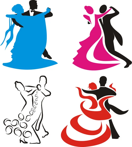 Ballroom dancing - silhouette — Stock Vector