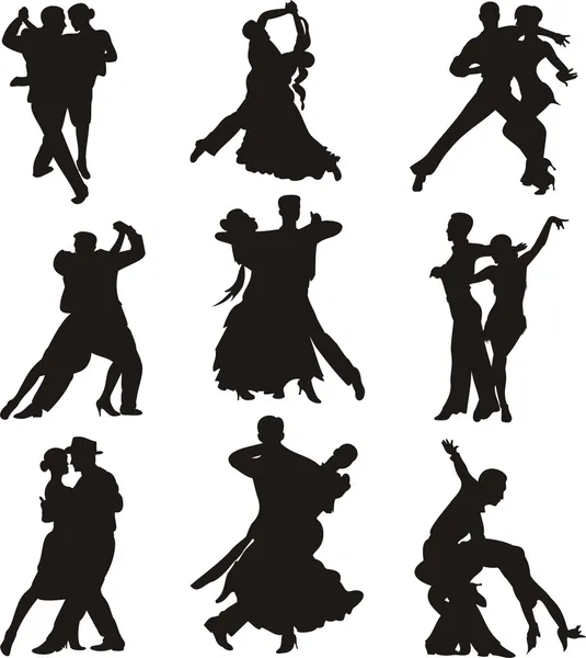 Dancing silhouettes — Stock Vector