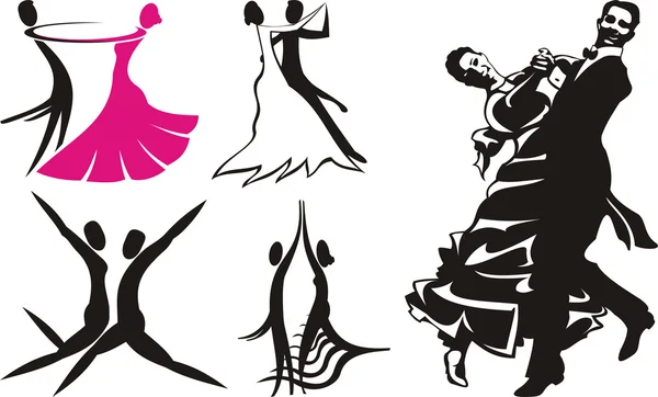 Dance silhouettes & icons — Stock Vector