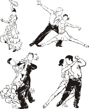 Ballroom dancing silhouettes clipart