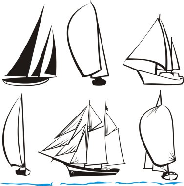 Yachts silhouettes clipart